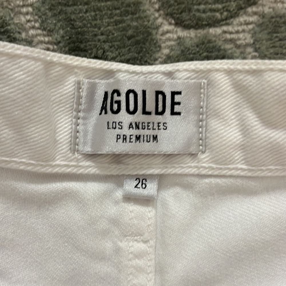 AGOLDE white denim shorts